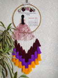Customizable 'Birthday' Calendar Embroidered Hoop with Tassels