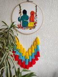 Couple Embroidered Hoop with Tassels