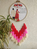 Customizable Bride & Groom Calendar Embroidered Hoop with Tassels