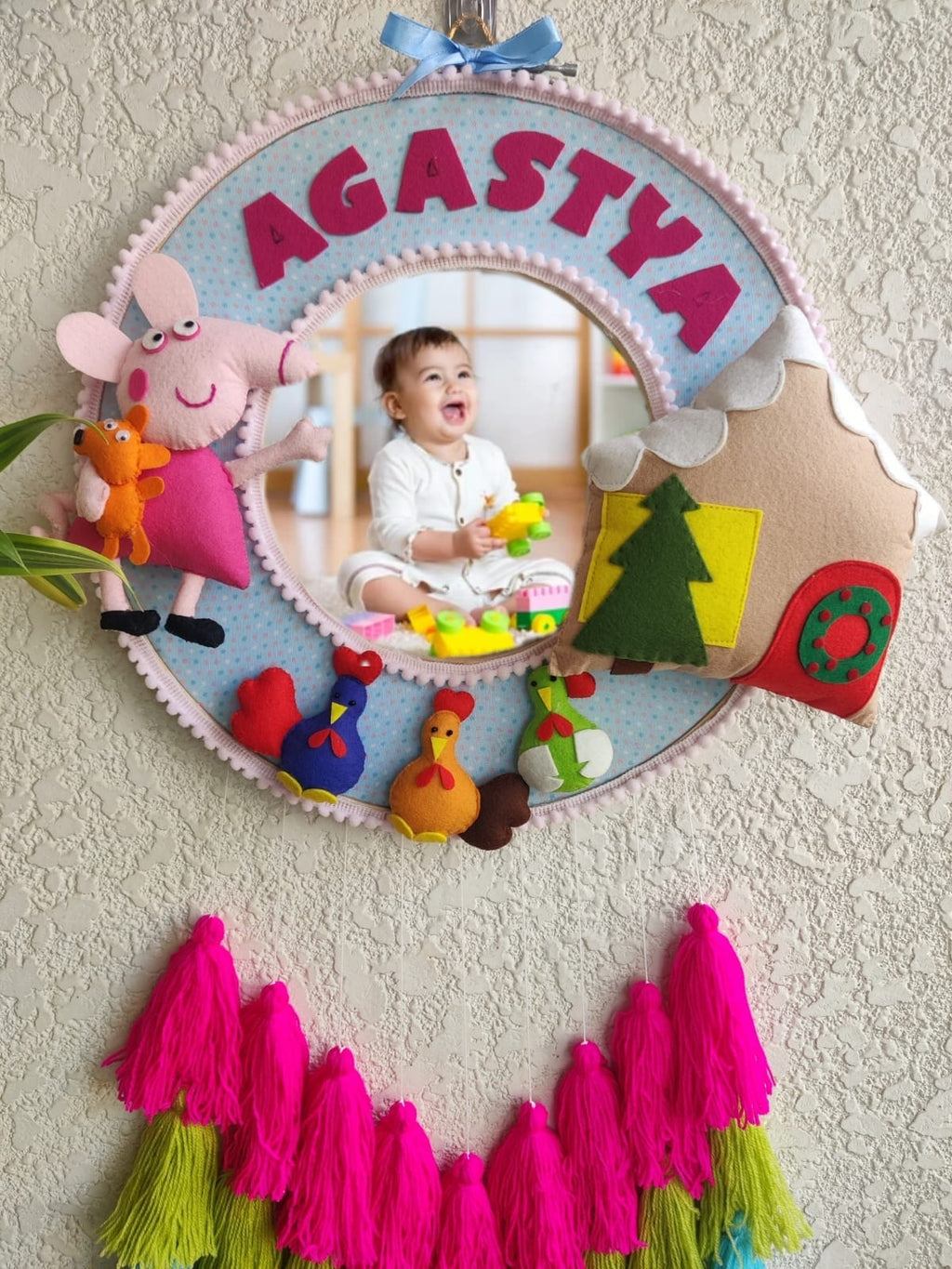 Customizable Felt Double Photo Hoop with Tassles