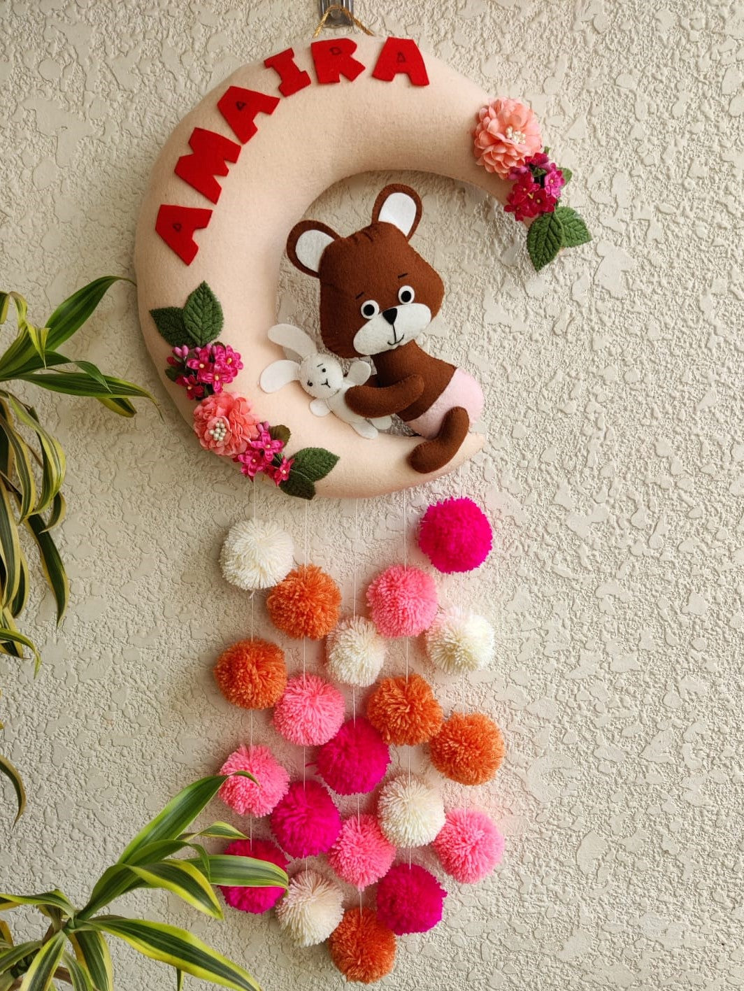 Customizable Name Felt Wall Hanging with Pompom