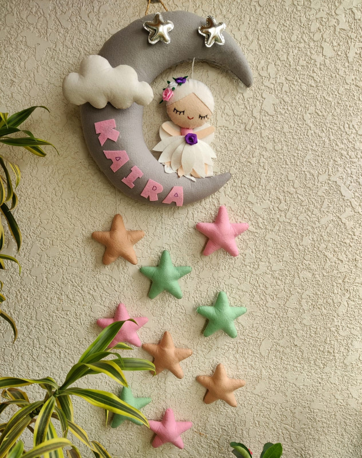 Customizable Name Felt Wall Hanging with Felt Stars