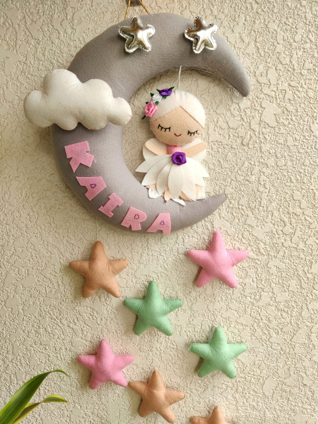 Customizable Name Felt Wall Hanging with Felt Stars