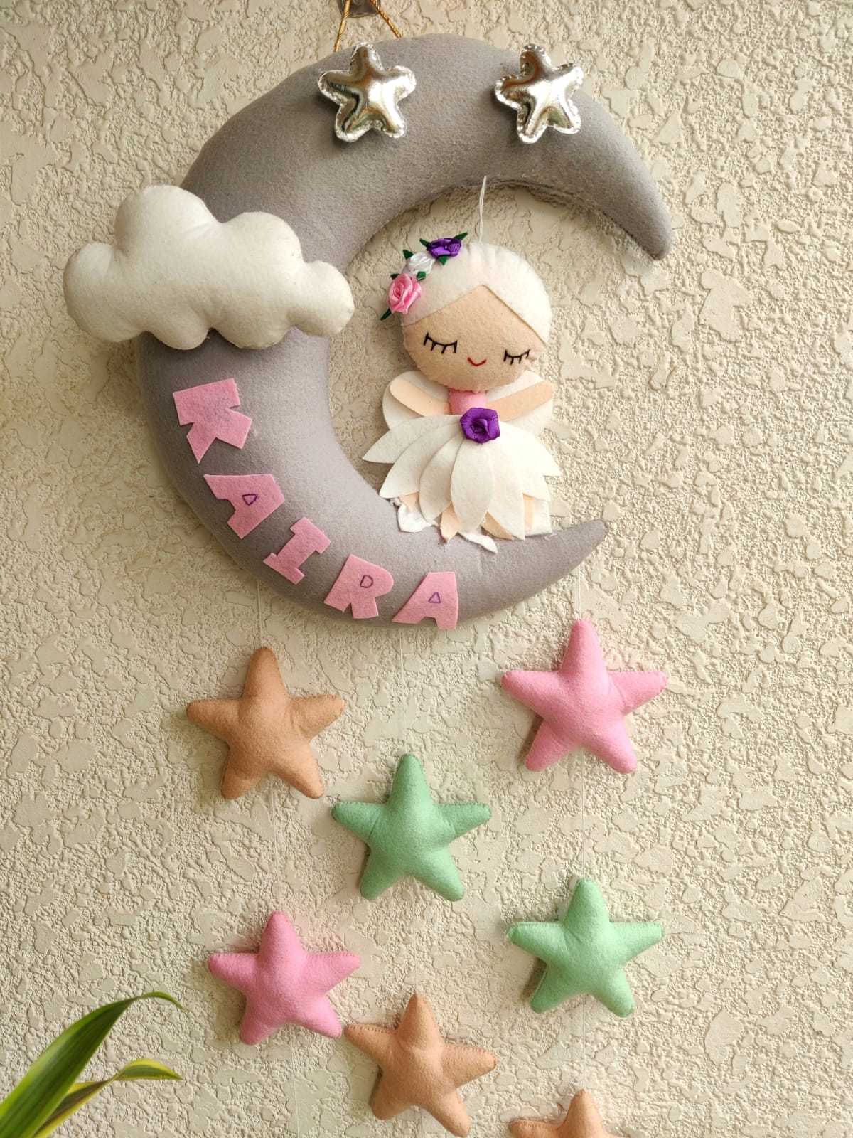 Customizable Name Felt Wall Hanging with Felt Stars