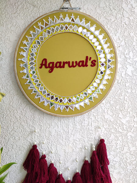 Customizable Name Mirror Embroidered with Tassles