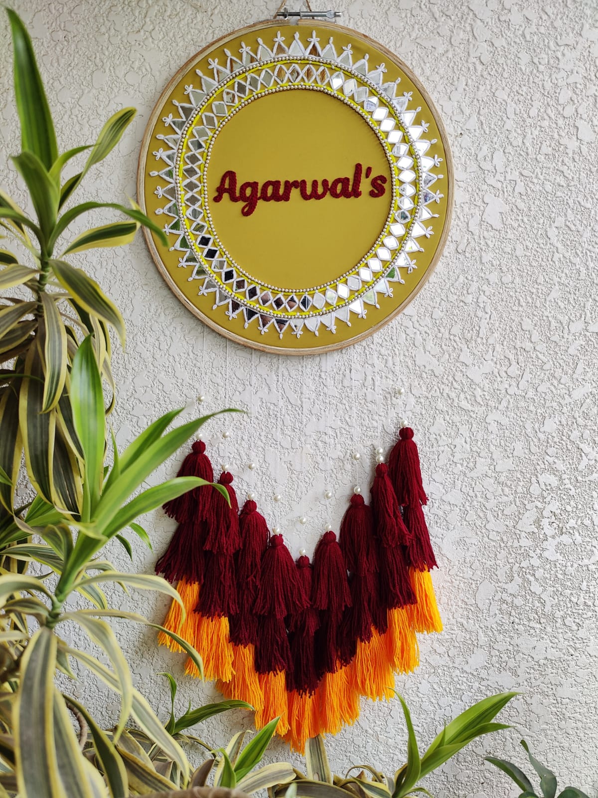 Customizable Name Mirror Embroidered with Tassles