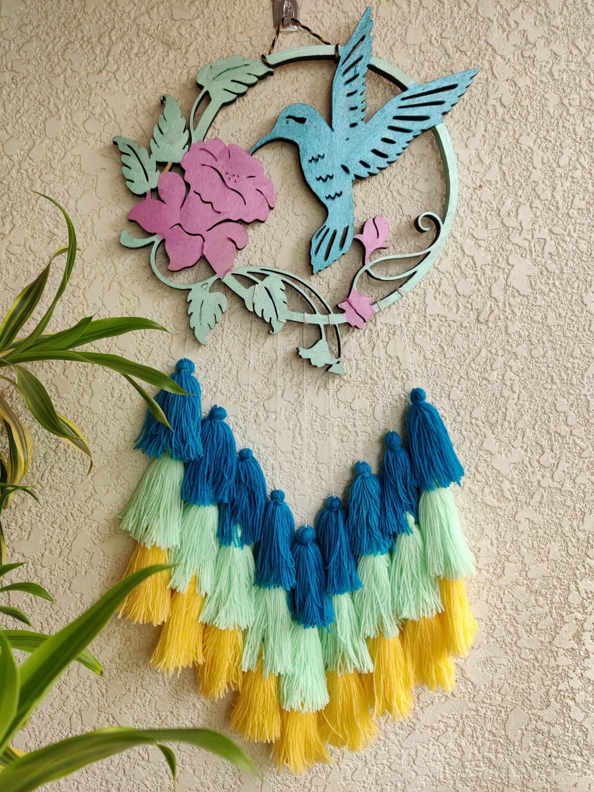 'Bird & Flower' Hanging Dreamcatcher