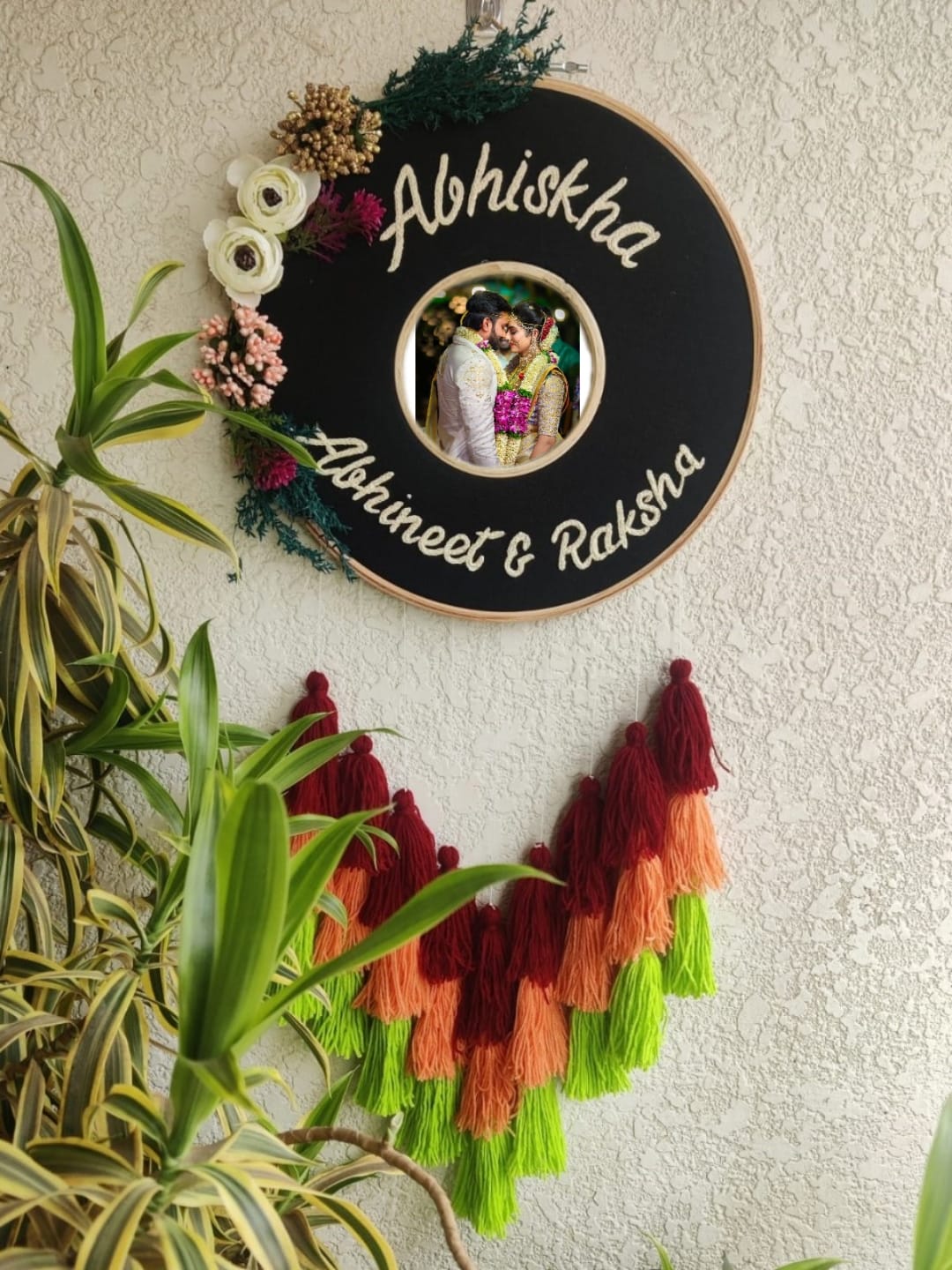 Customizable Embroidered Double Photo Hoop with Tassles