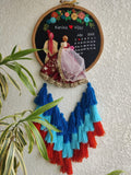 Customizable Bride & Groom Calendar Embroidered Hoop with Tassels