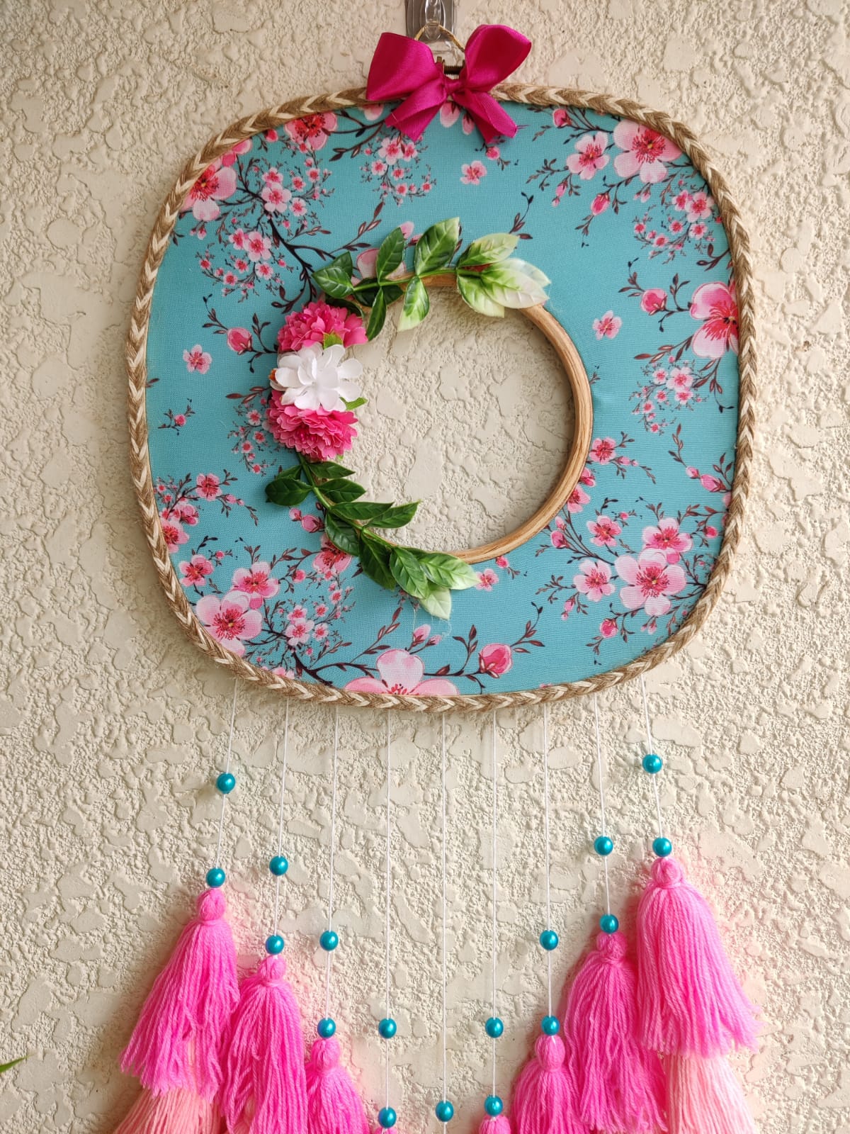 Floral Photo Frame Double Hoop with Tassles