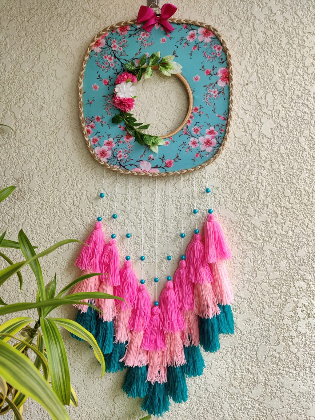 Floral Photo Frame Double Hoop with Tassles