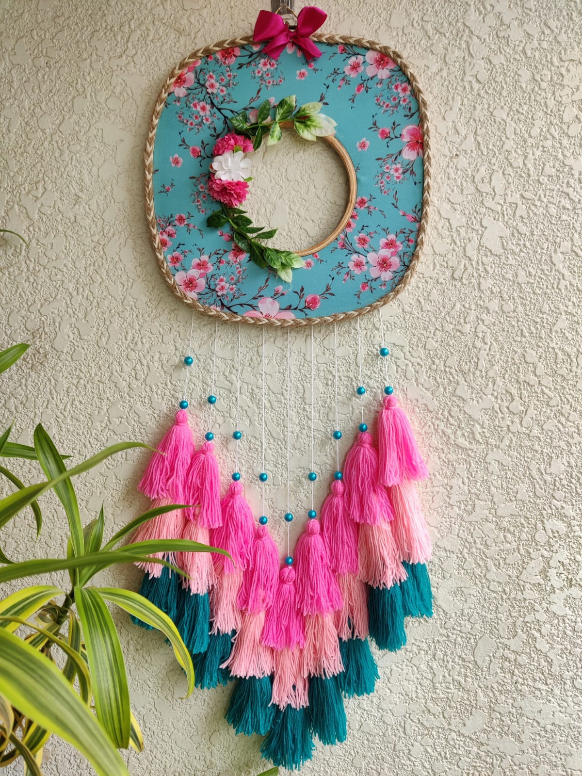 Floral Photo Frame Double Hoop with Tassles