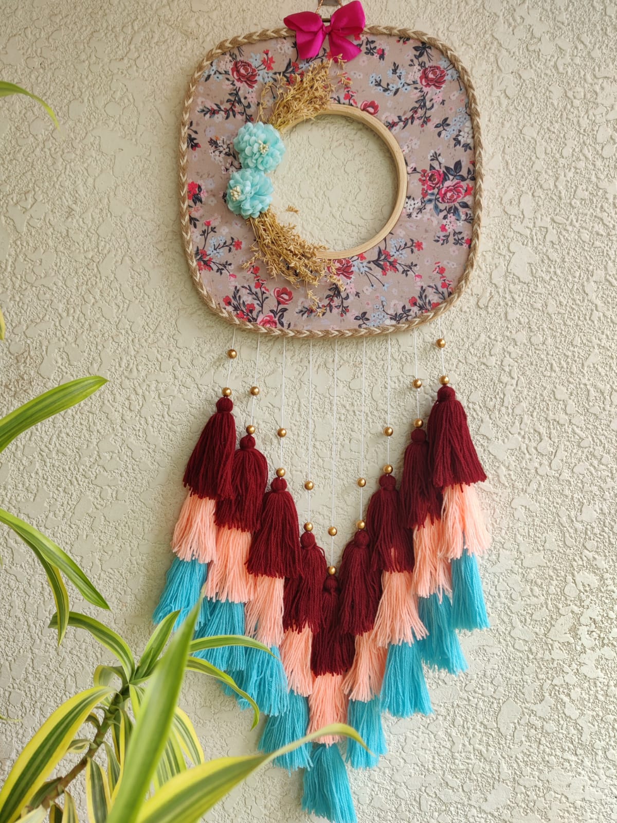 Floral Photo Frame Double Hoop with Tassles
