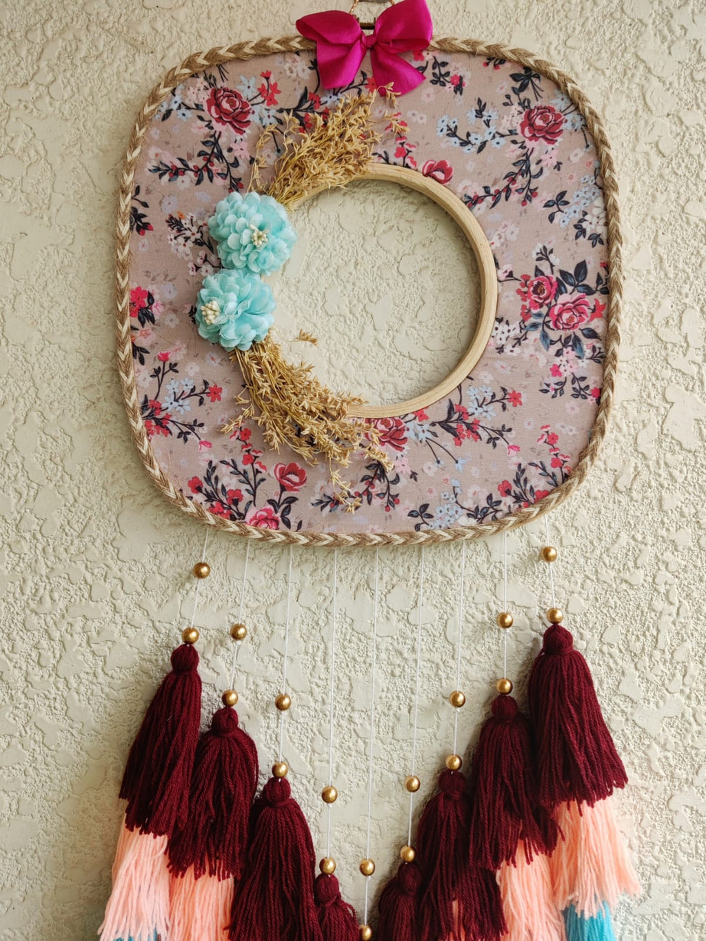 Floral Photo Frame Double Hoop with Tassles