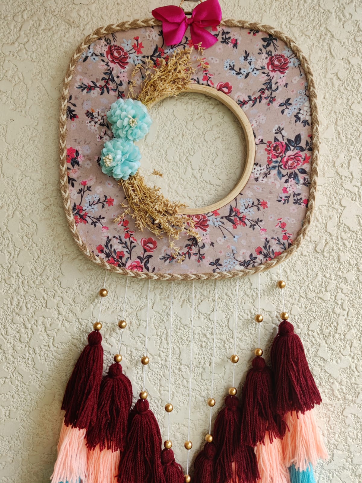 Floral Photo Frame Double Hoop with Tassles