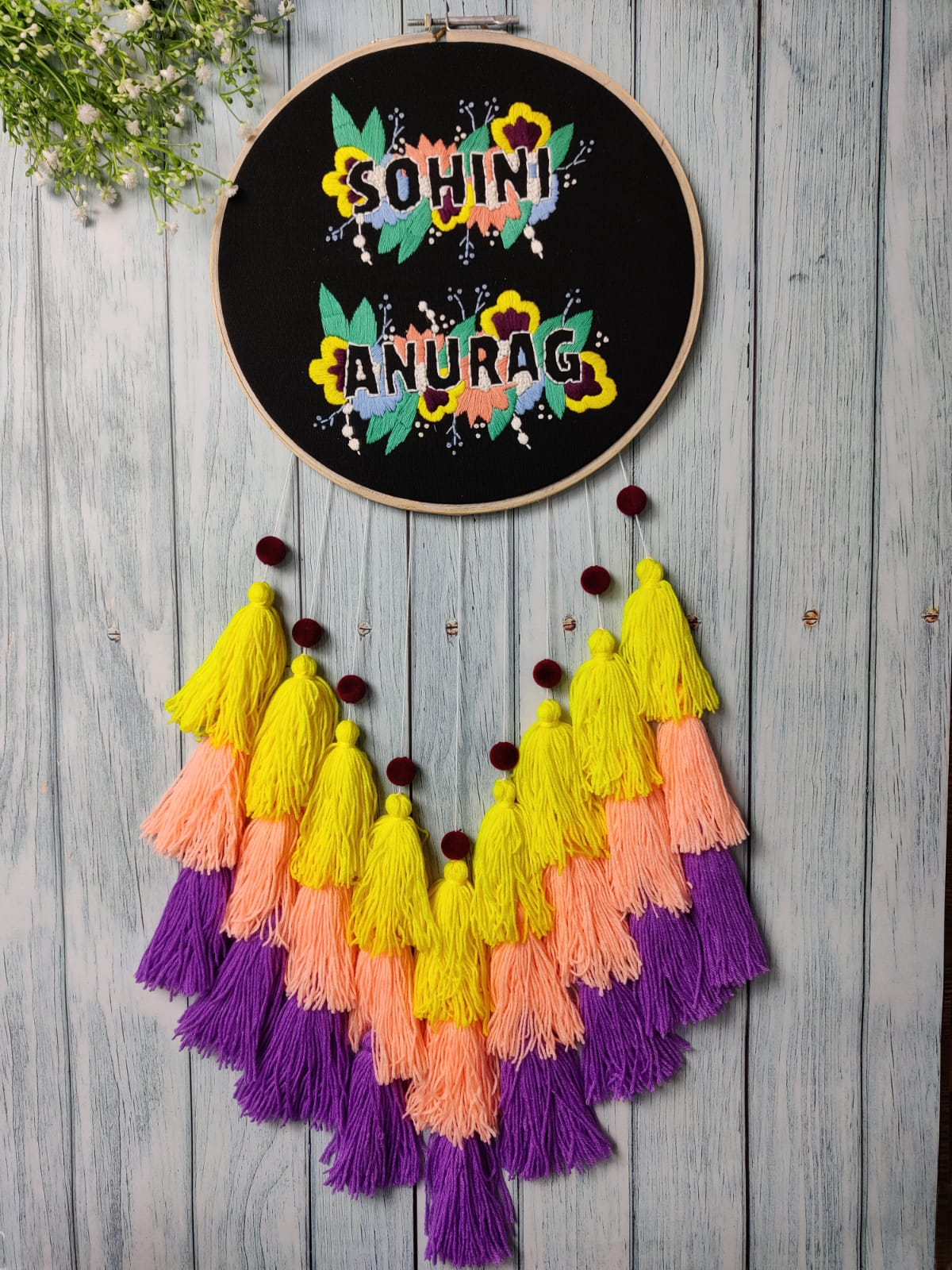 Customizable Double Name Embroidered Dreamcatcher