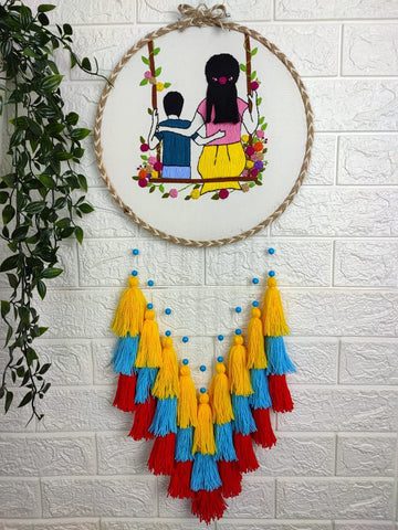 Mom & Son Embroidered Hoop with Tassels