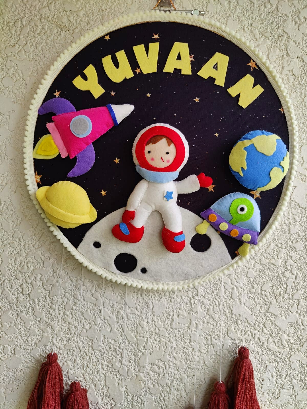 Customizable Name Felt Wall Hanging with Tassles