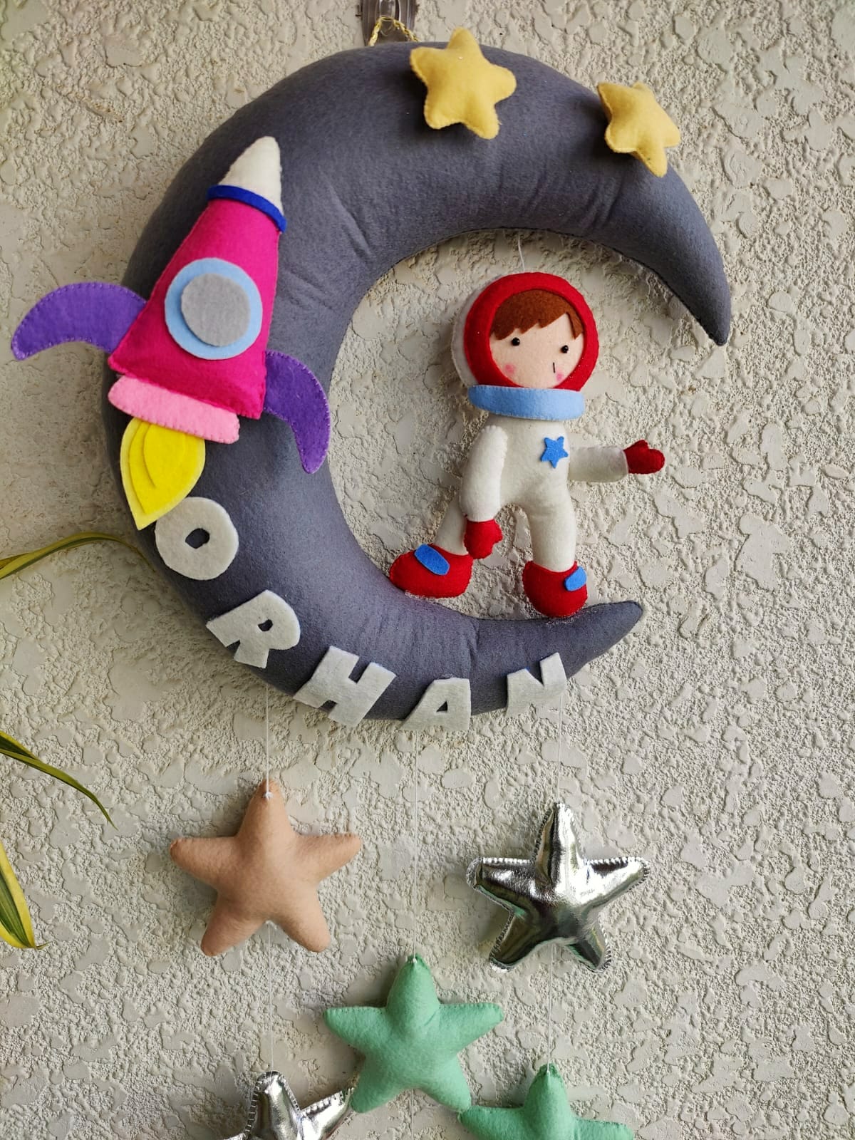 Customizable Name Felt Wall Hanging with Felt Stars