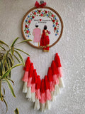 Customizable Couple Embroidered Hoop with Tassels
