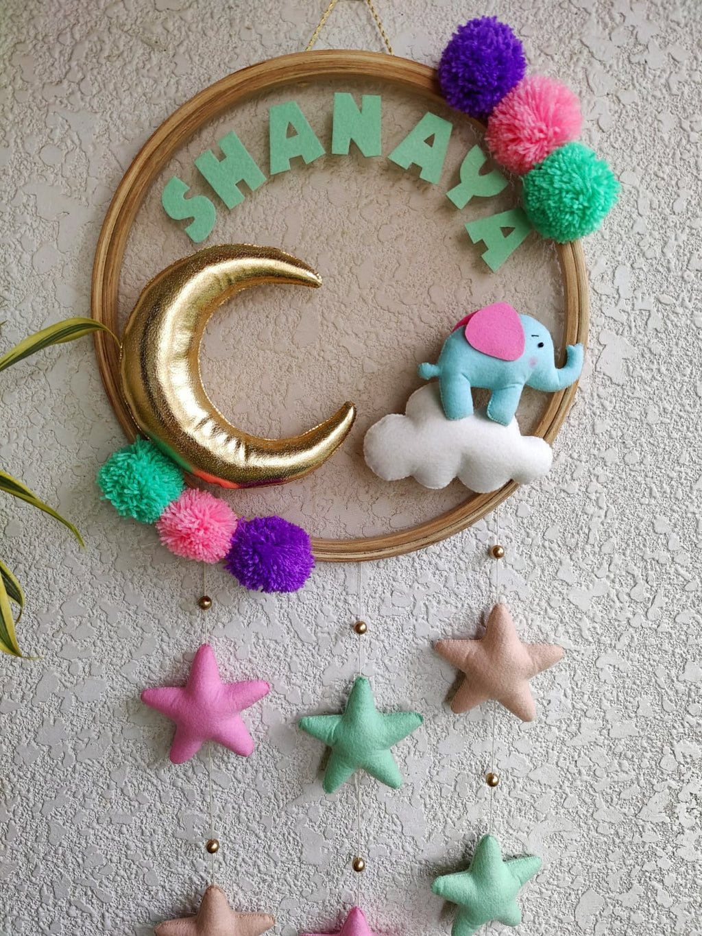 Customizable Name Felt Wall Hanging with Felt Stars