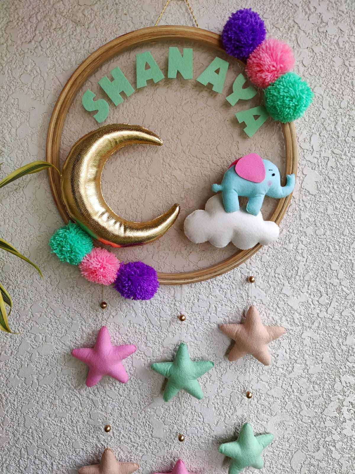 Customizable Name Felt Wall Hanging with Felt Stars