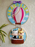 Customizable Name Felt Parachute with animals Wall Hanging Hoop
