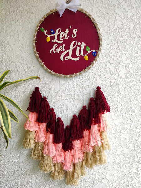 'Let's Get Lit' Embroidered Hanging Dreamcatcher with Lights