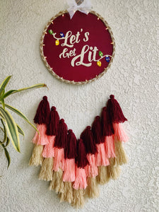 'Let's Get Lit' Embroidered Hanging Dreamcatcher with Lights