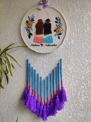 Best Friends Forever Embroidered Hoop with Beads & Tassels
