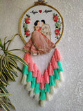Customizable Couple Embroidered Hoop with Tassels