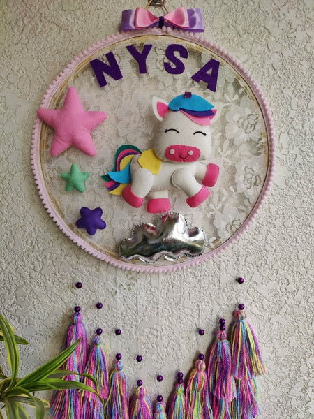 Customizable Name Felt Wall Hanging with Tassles