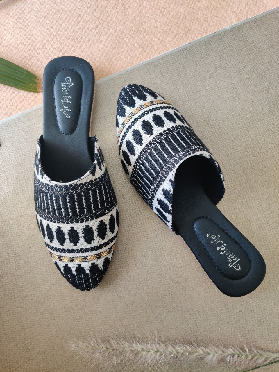 Textured Black Vegan Mules - The Tassle Life 