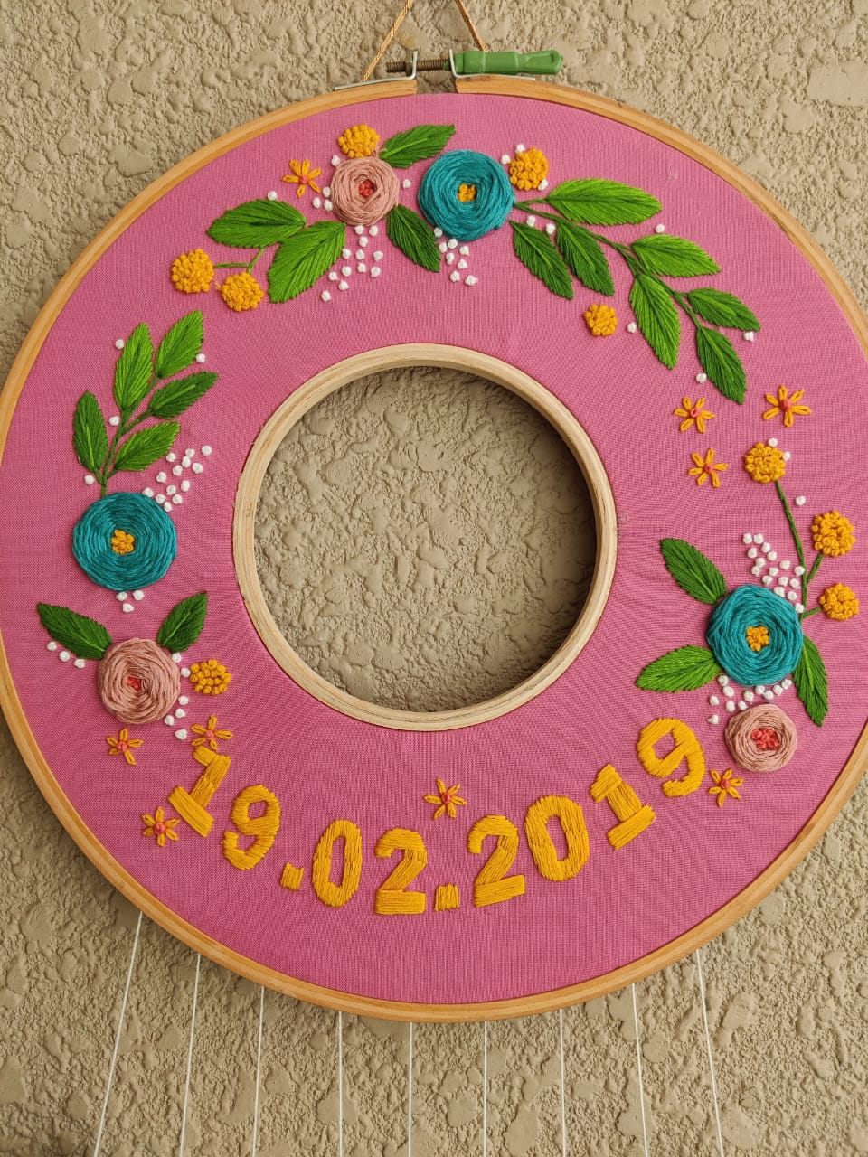 Customizable Embroidered Double Photo Hoop with Tassles