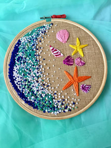 Sea Shell Embroidered Hoop - The Tassle Life 