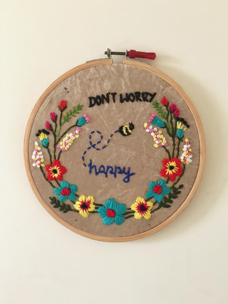 Dont Worry Embroidered Hoop - The Tassle Life 