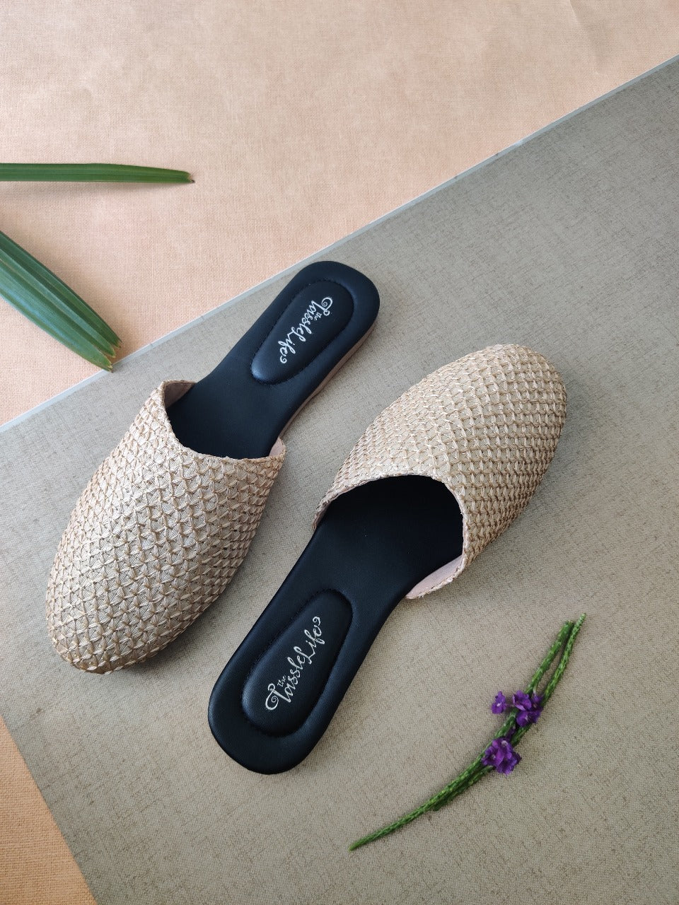 Cream Texture Vegan Round Mules - The Tassle Life 